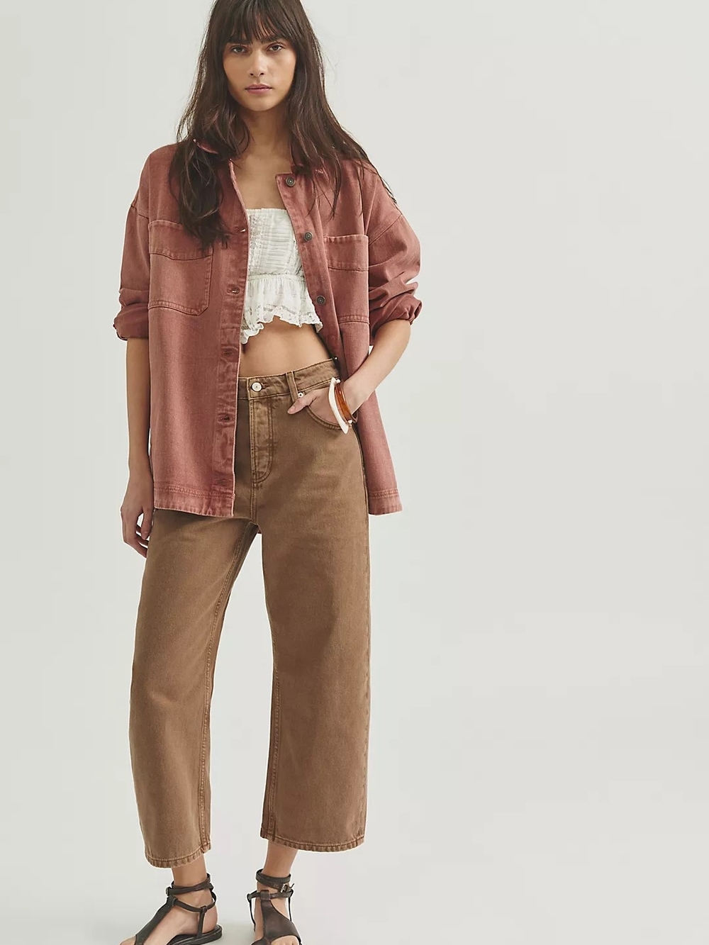 We The Free Deep Trance Dropped Boyfriend Jeans in the shade Chocolate Mousse.
